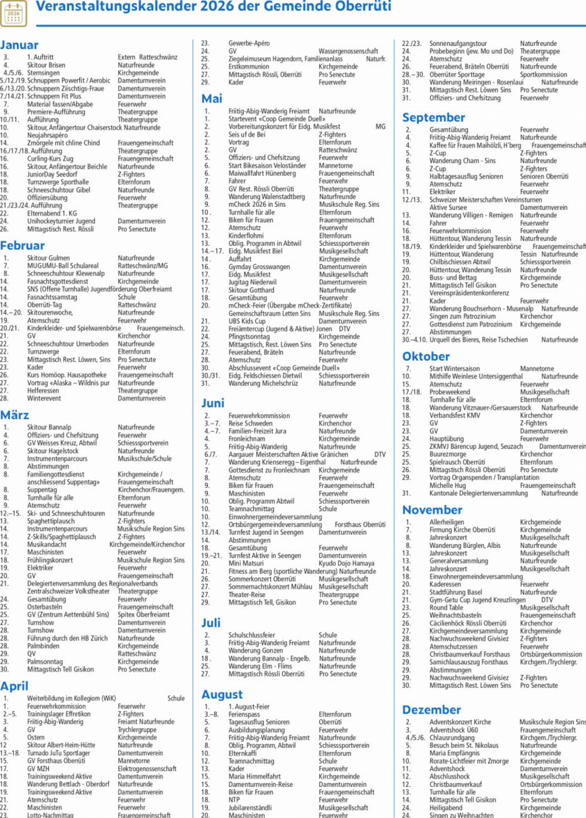 Veranstaltungskalender 2026 der Gemeinde Oberrüti - Das Bild wird blockiert. – Möglicherweise durch einen aktiven Adblocker.
