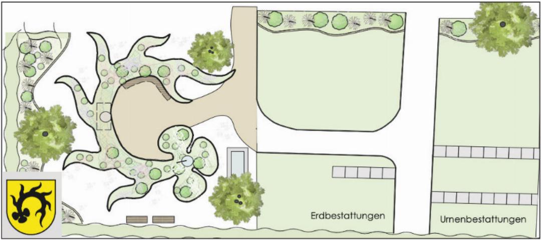 Die Visualisierung aus der Vogelperspektive zeigt, dass der neue Bereich dem Gemeindewappen nachempfunden ist. Visualisierung: zVg Die Visualisierung aus der Vogelperspektive zeigt, dass der neue Bereich dem Gemeindewappen nachempfunden ist. Visualisierung: zVg