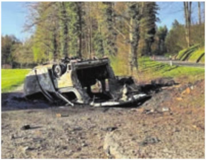 Der Wagen fing Feuer und brannte vollständig aus. Foto: zVg
