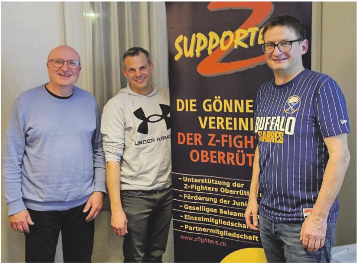 Z-Supporters: André Widmer, André Strebel und Pirmin Häfliger (von links). Foto: zVg