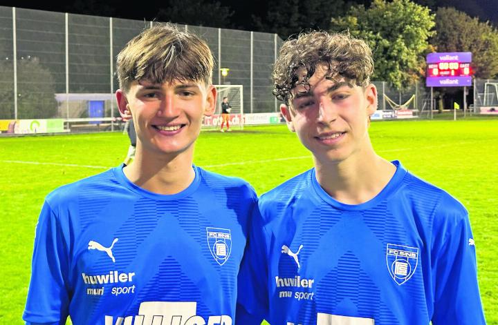 Nick Bühlmann (zwei Tore) und Ennio Delea (ein Tor) waren die Matchwinner (von links). Foto: zVg