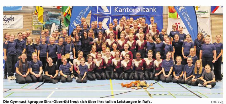 Die Gymnastikgruppe Sins-Oberrüti freut sich über ihre tollen Leistungen in Rafz. Foto: zVg