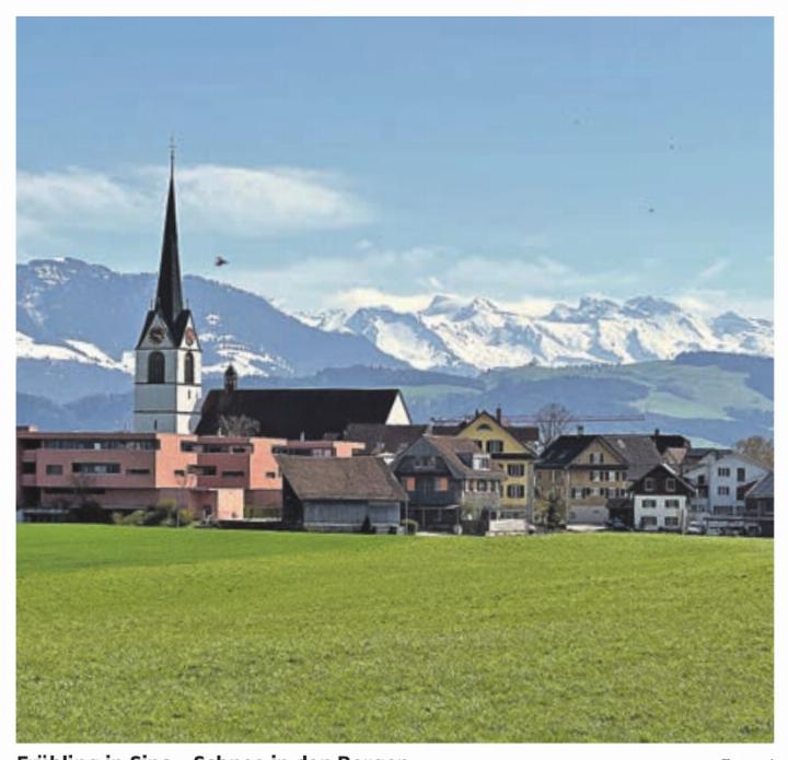 Frühling in Sins – Schnee in den Bergen. Foto: ci