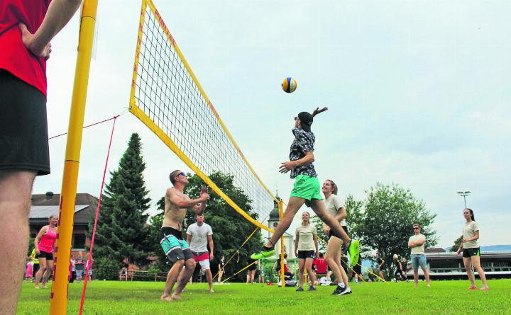 Ein Volleyballspieler mit beeindruckender Sprungkraft beim Smash. Fotos: jeb