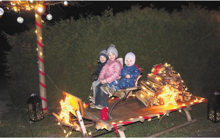 Ganz vorsichtig kletterten sie auf den Schlitten. Die Kinderaugen strahlen ob dem speziellen Sitzplatz. Fotos: ci