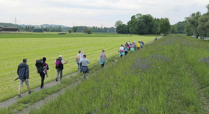 Oberrüter Wandergruppe am Reussdamm. Foto: zVg