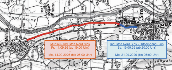 Sanierung der K260 zwischen Mühlau und Sins.
Grafik: zVg Sanierung der K260 zwischen Mühlau und Sins.
Grafik: zVg